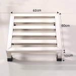 Heavy-duty stainless steel appliance riser bracket, 50x50x10cm, suitable for commercial use such as washing machines, refrigerators, and pallet racks. Silver.